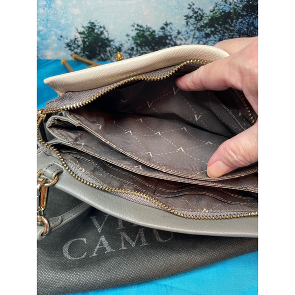 Vince Camuto New York Color Block Leather Crossbody Great Beige Green NWOT - Picture 11 of 15
